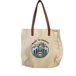 Canvas Tote Bag Back to Nature VW Camper pockets NWOT‎